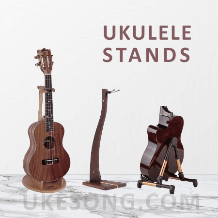 Longteam Wood Ukulele Stand Foldable and Portable Sturdy Durable Holding Arm Silicon Cushion Wooden Uke Violin Stands Large for Guitar Bass, Brown 